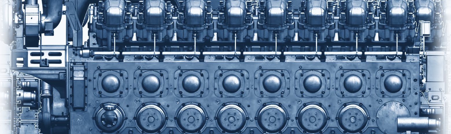Industrial engine opened for service inspection